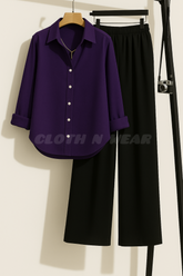 Pair of 2 (purple button down shirt with black flapper trouser)